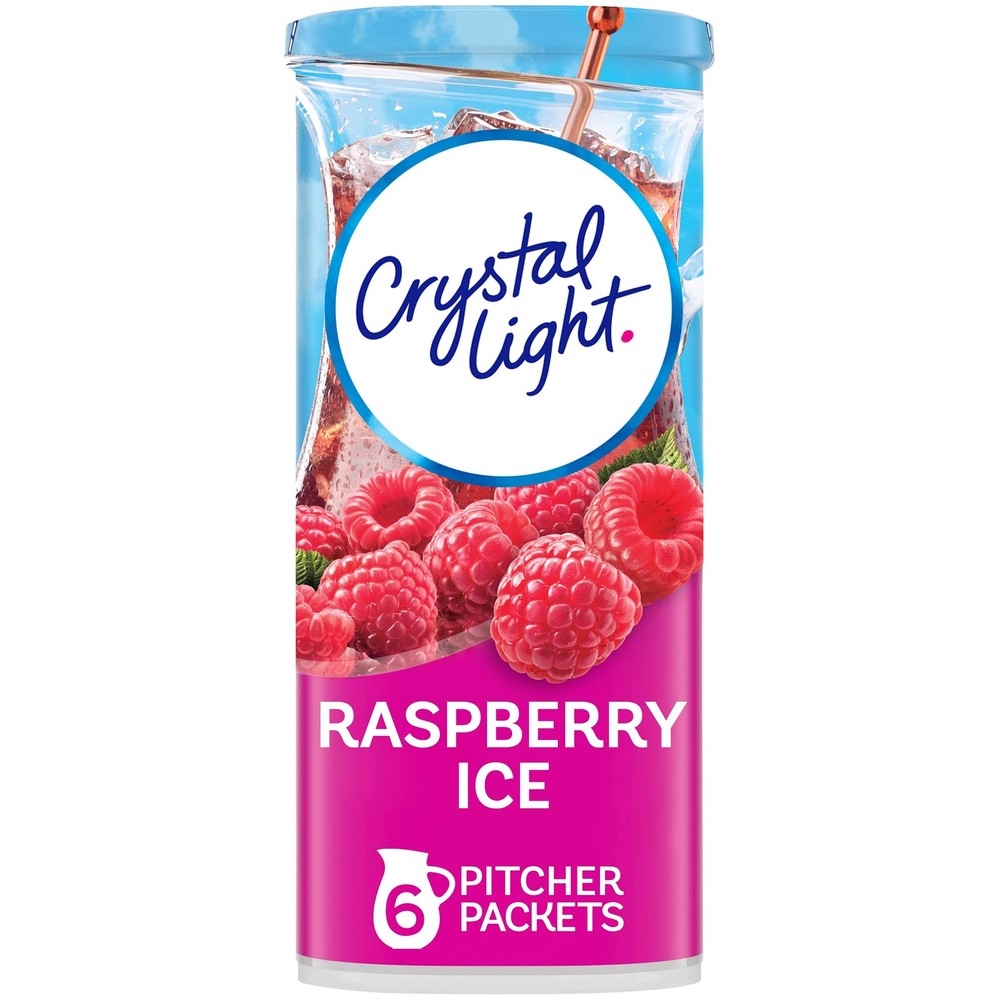 Crystal Light No Sugar Raspberry Ice Drink Mix Less Calories 6 Pitcher Packets