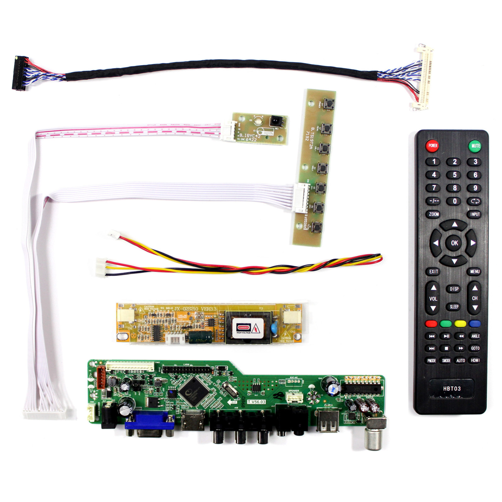 TV HD MI VGA AV USB LCD Control Board For 18.5" LM185WH1 M185XW01 1366x768 LCD