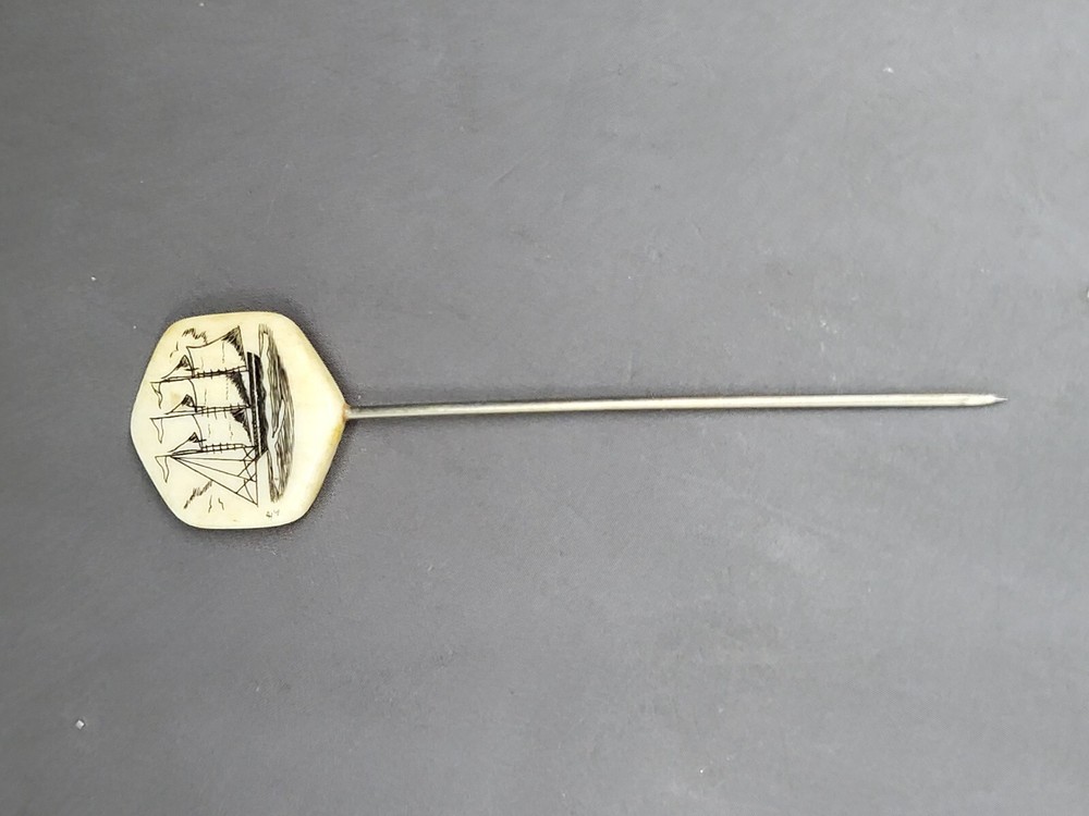 Genuine Engraved Clipper Ship Hat Stick Pin