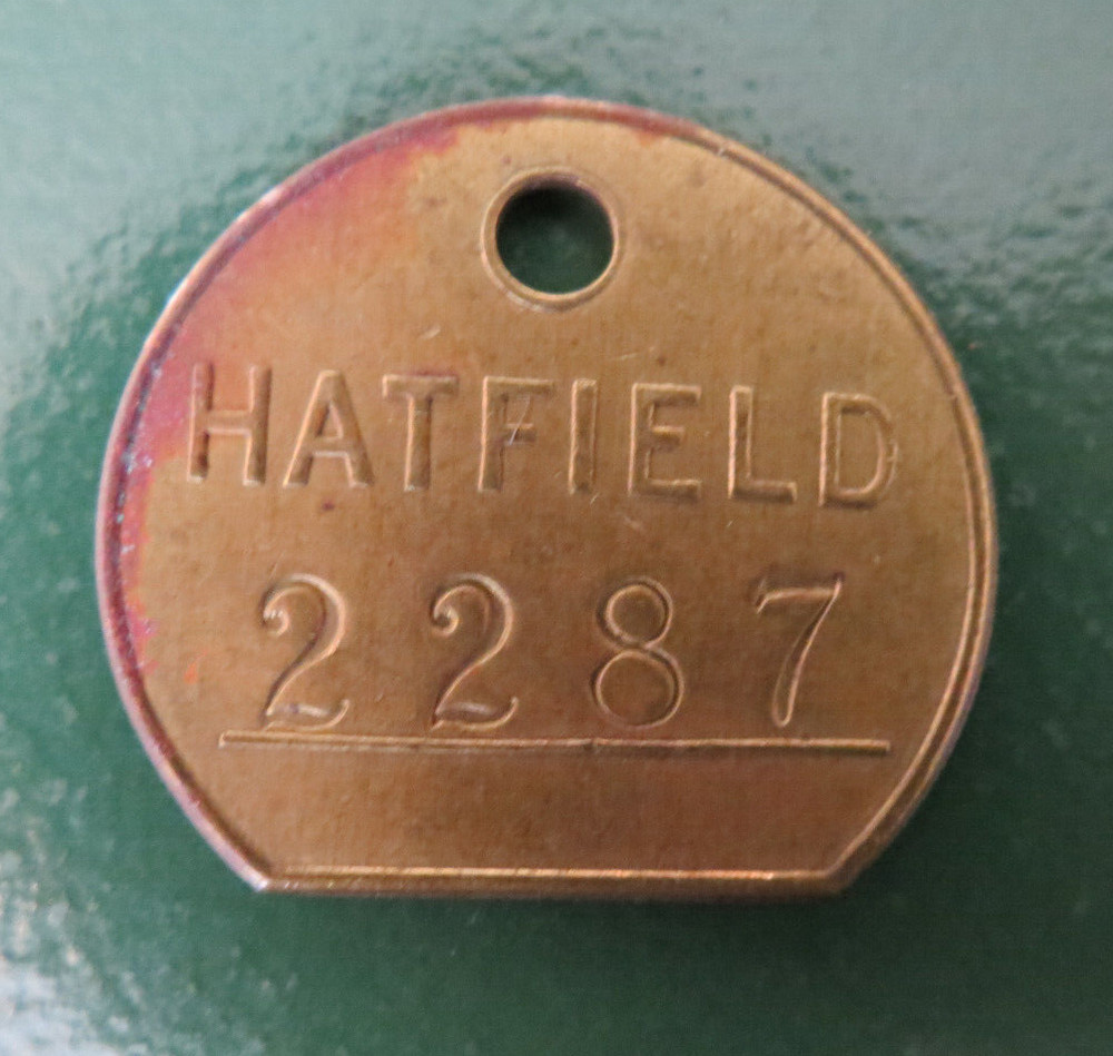HATFIELD Colliery Pit Check Tally - marked HATFIELD 2287