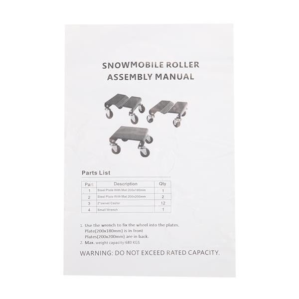 3pcs Snow Mobile Dolly Black