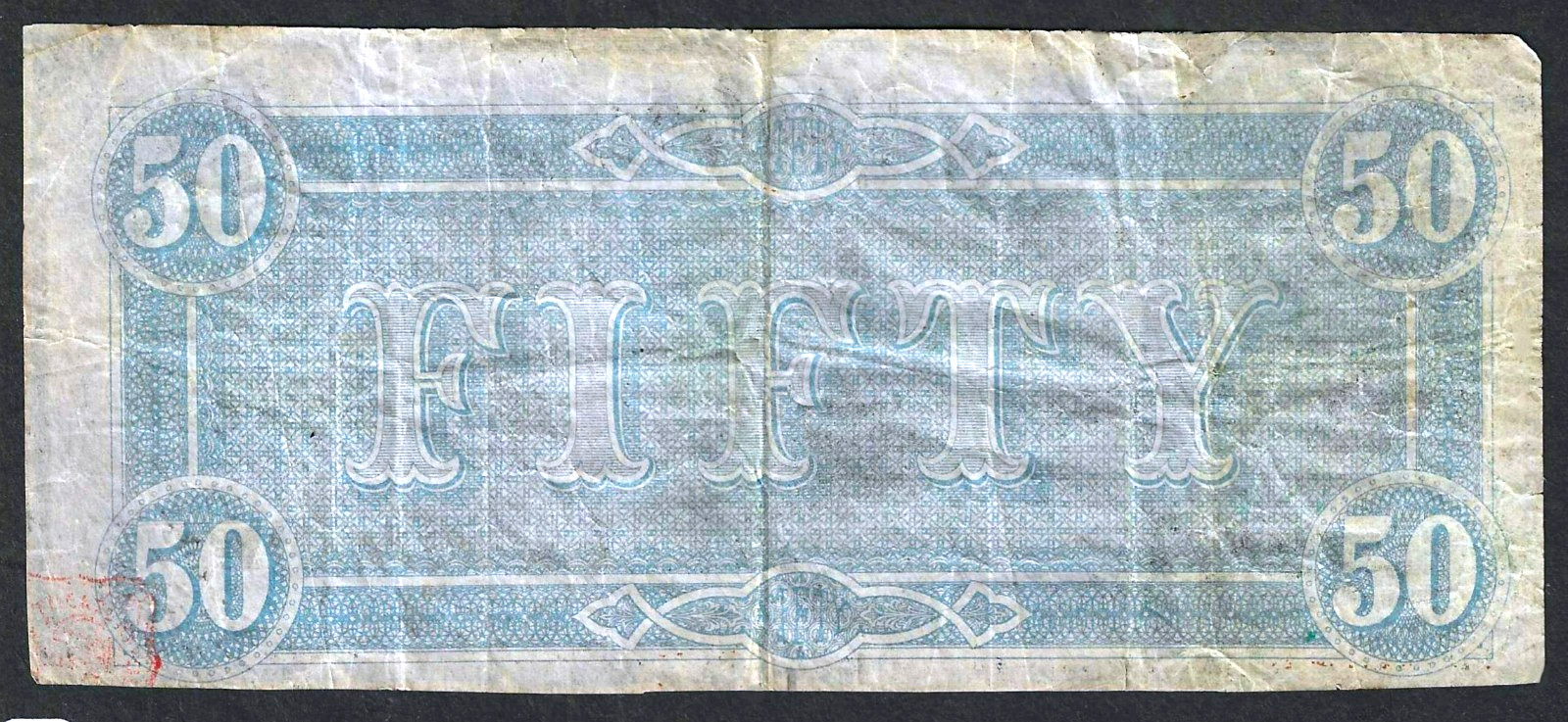 1864 $50 CONFEDERATE CIVIL WAR CURRENCY NOTE WITH JEFFERSON DAVIS PORTRAIT