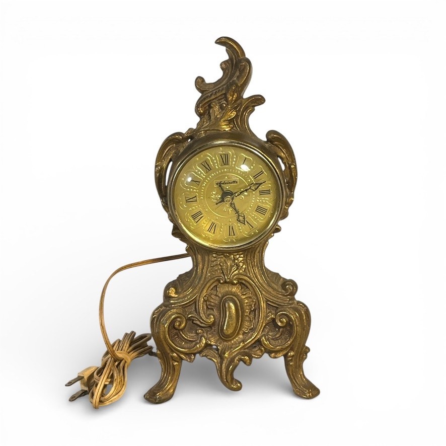 Vintage Antoinette Mantel Clock Brass Electric Rococo Style Needs Work