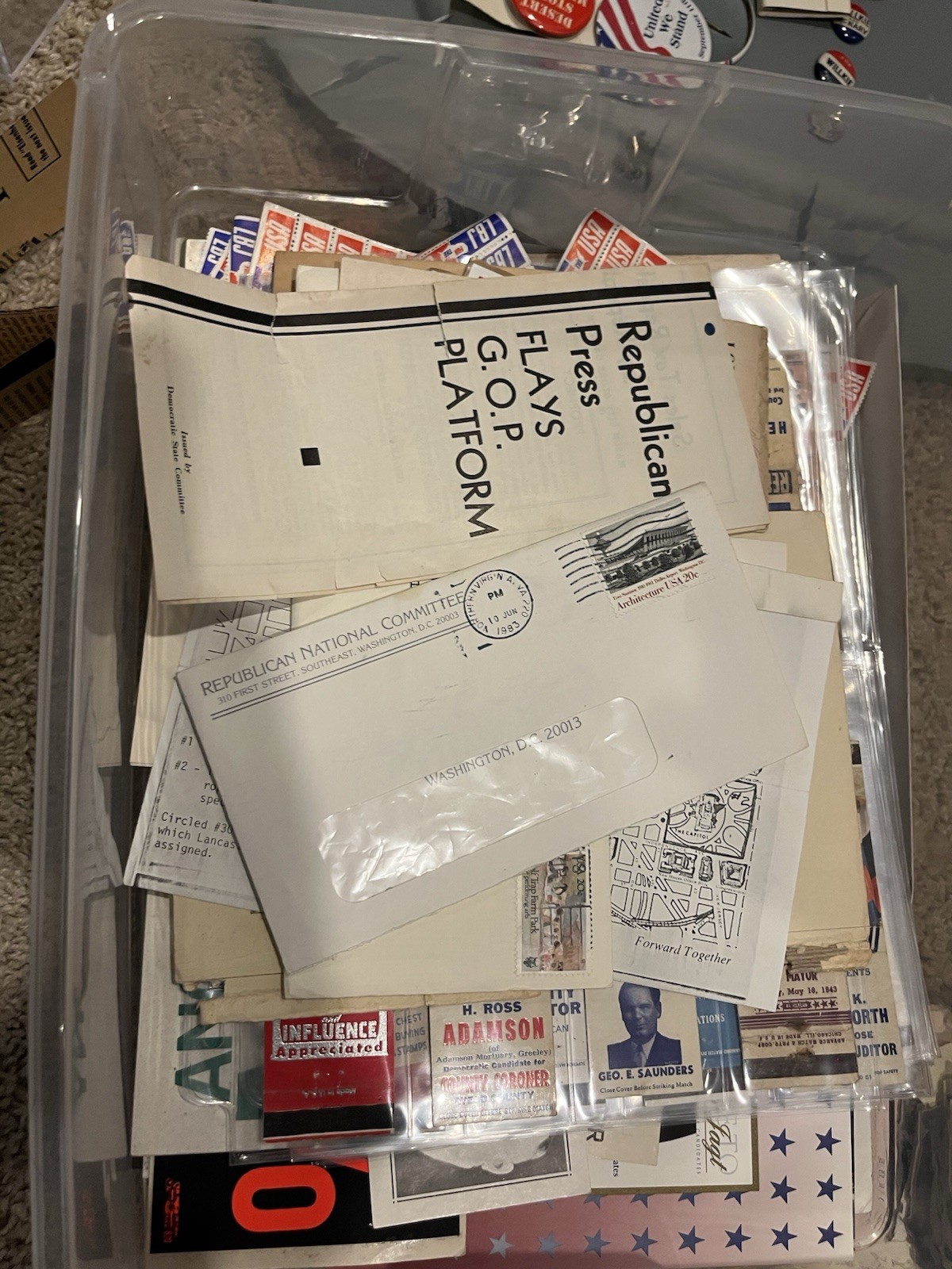 Political Ephemera Lot Paper, Pins, Collectibles, Stickers, Match By The Pound!