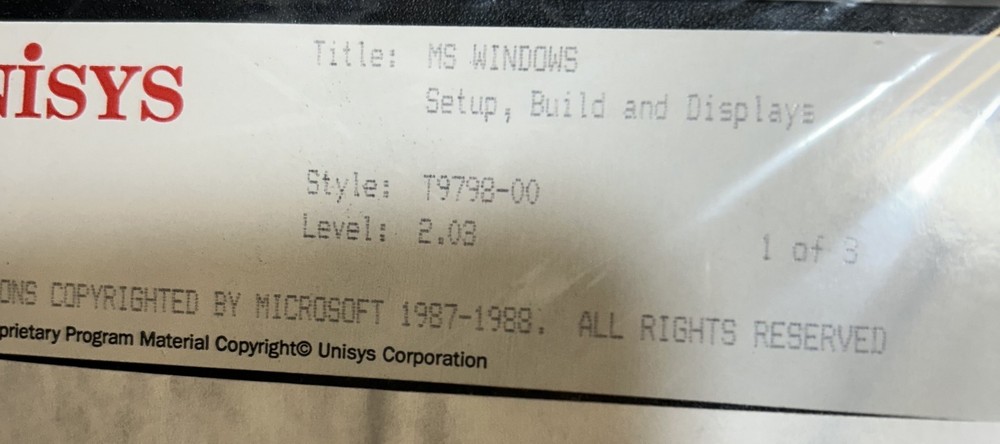 Unisys Microsoft Windows 2.03 Manual & Software New