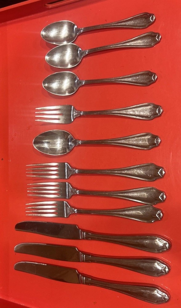 11 Pc Wallace SHELLBROOK Stainless 18/8 Mixed Flatware Glossy VC