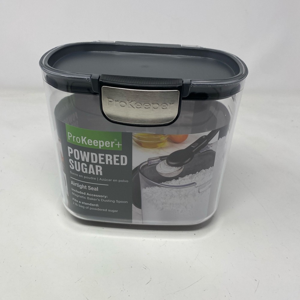 Progressive ProKeeper+ Powdered Sugar Container, Clear/Gray, 2.05 Qt