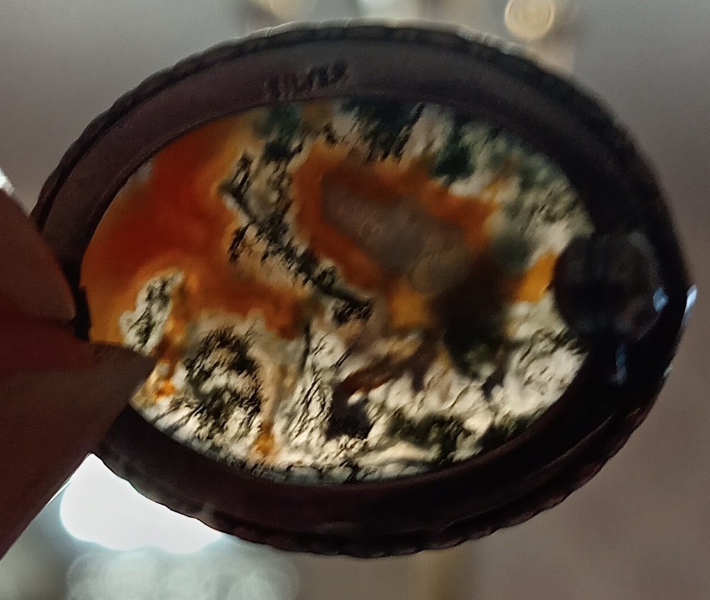 Vintage Silver & Moss Agate Brooch