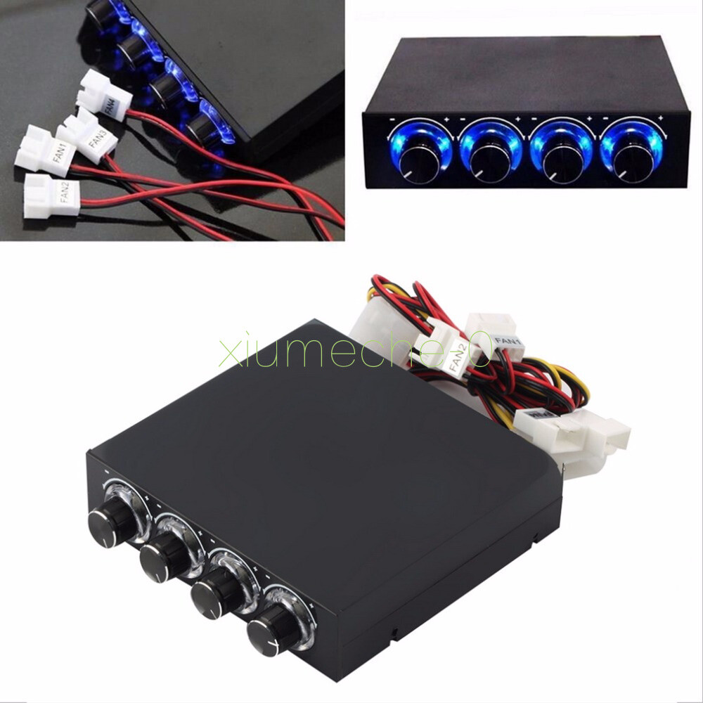 3.5" PC HDD CPU 4 Channel Fan Speed Controller Control Led Cooling Front Panel