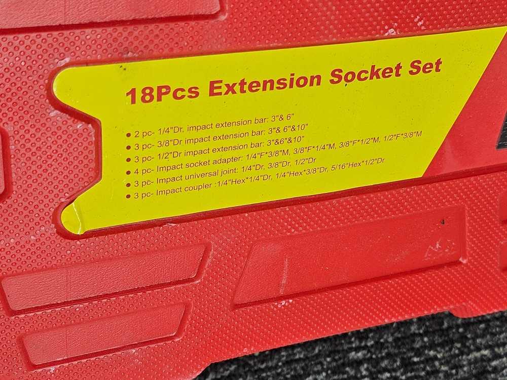 18-Piece Drive Tool Accessory Socket Adapter Extension Bar Heavy Duty