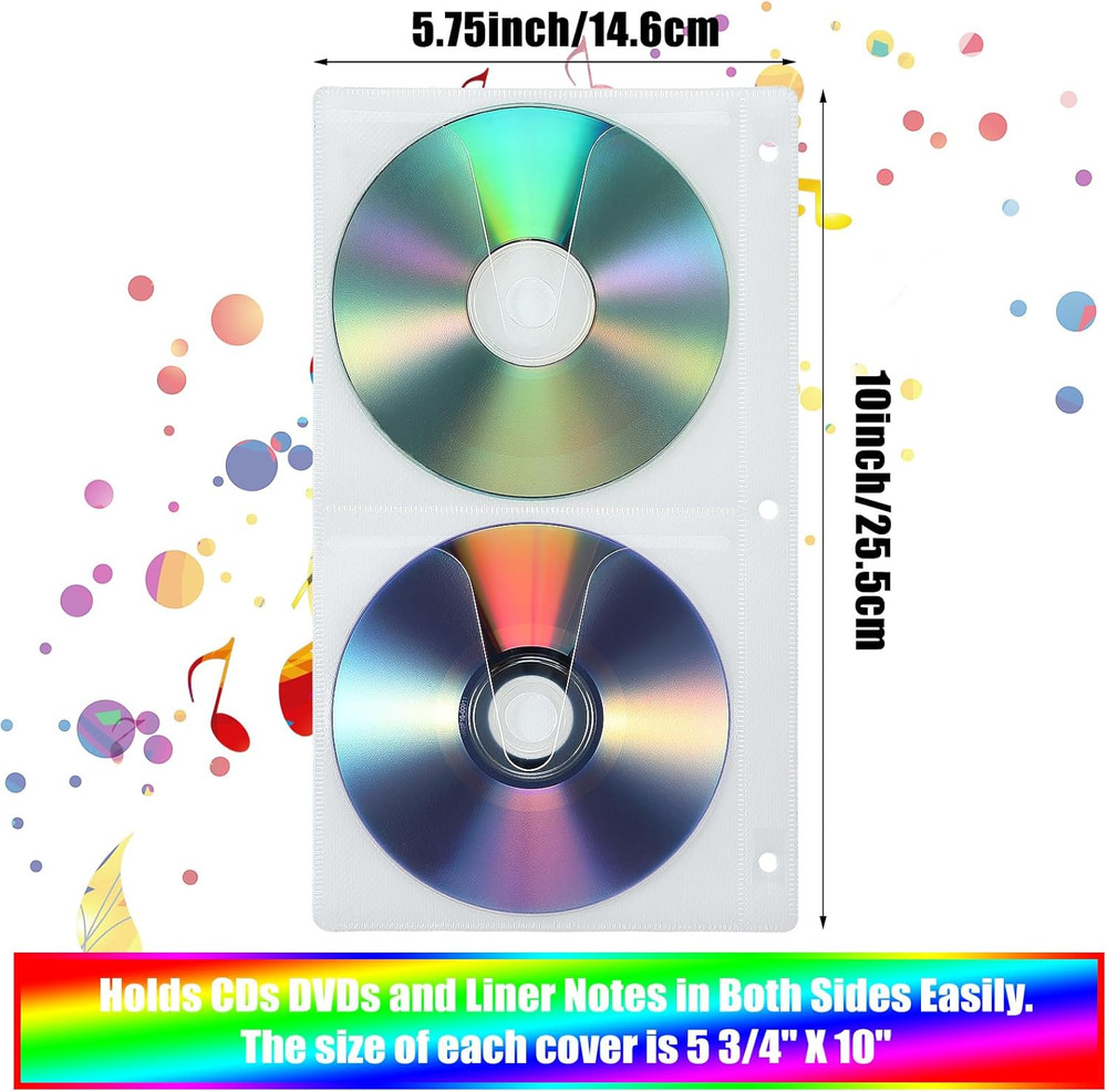 36 Pack DVD Poly Sleeves Binder Pages 3-Ring 144 Disc Capacity Organizer