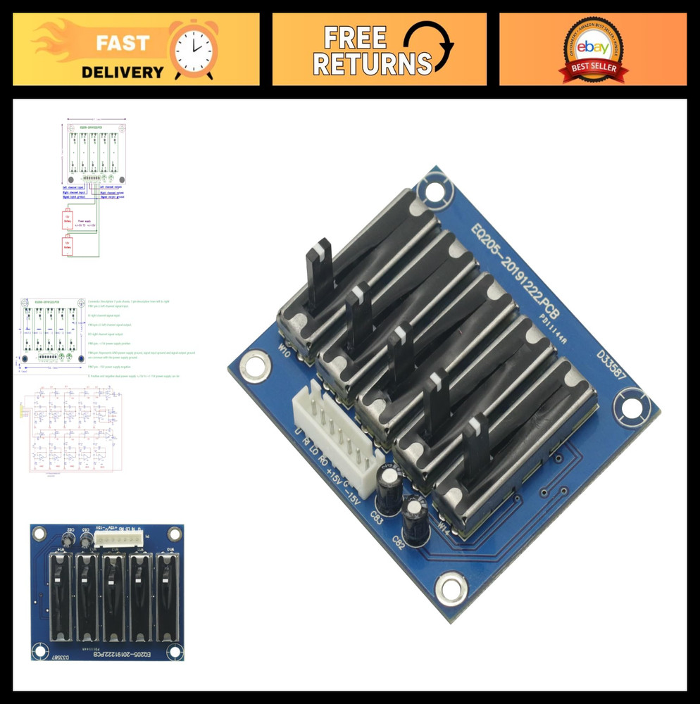 5-Band Stereo Equalizer Board Module | Audio Tone Preamplifier | High-Quality So