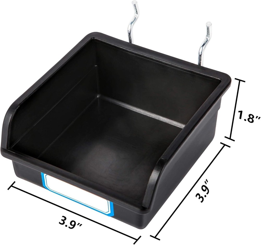10-Pack Durable Black Pegboard Bins with Hooks & Labels - Organize Effortlessly