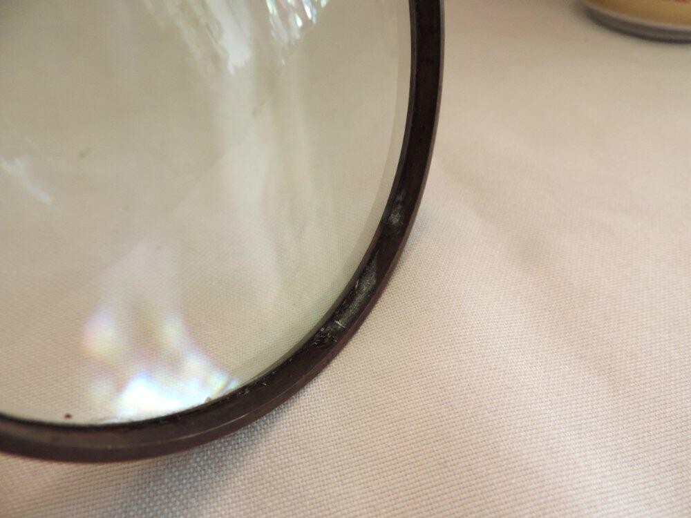 Large Vintage Brass Horse Head Stone Handled Desk Magnifying Glass 11"