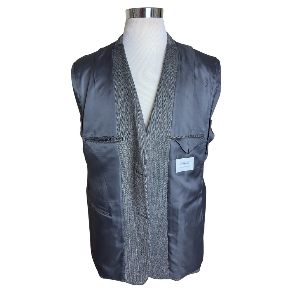 Joseph Feiss Men’s 44R Gray Herringbone Lambswool 2 BTN Blazer EUC