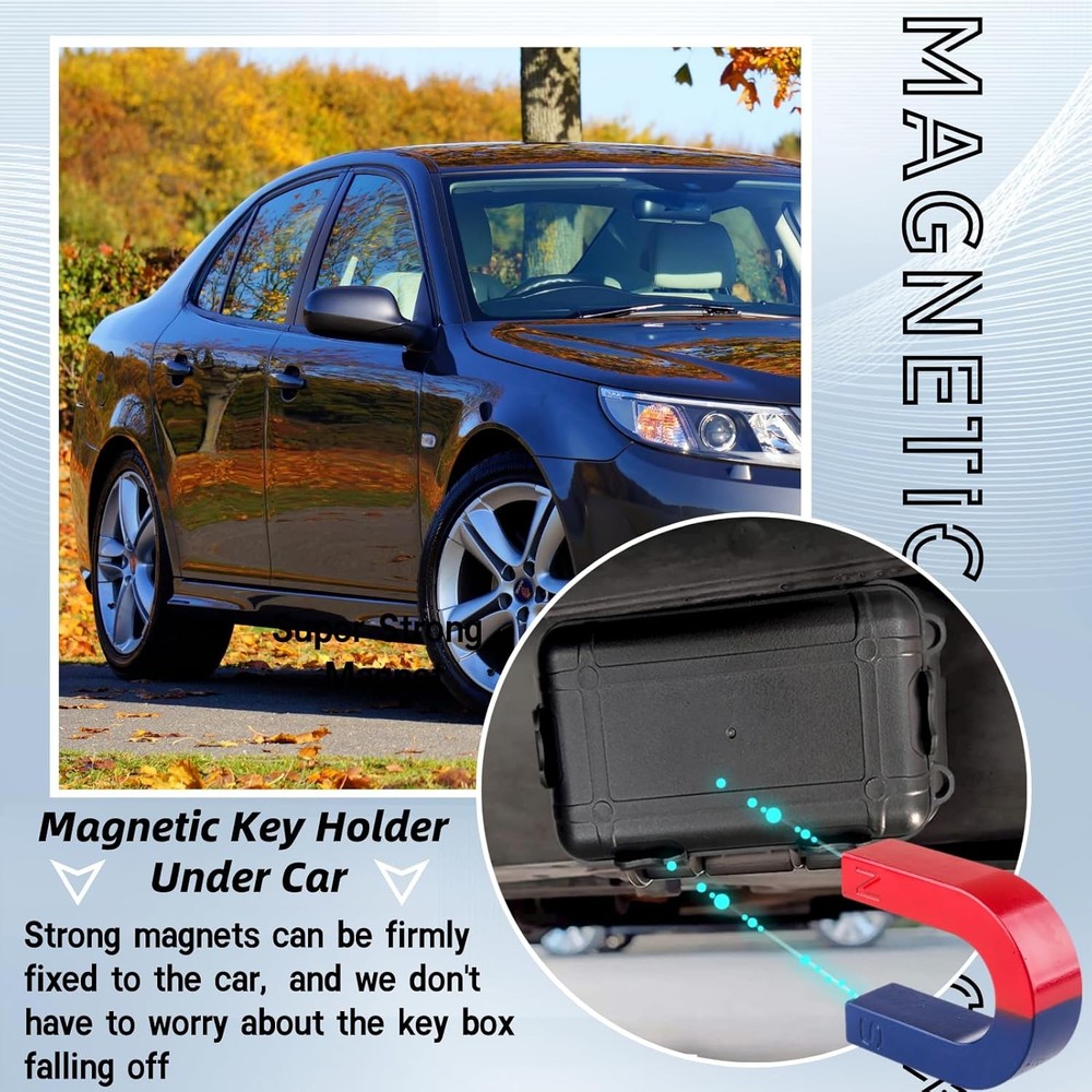 2 Pcs Magnetic Key Holders Under Car, Hide Box for Small, black