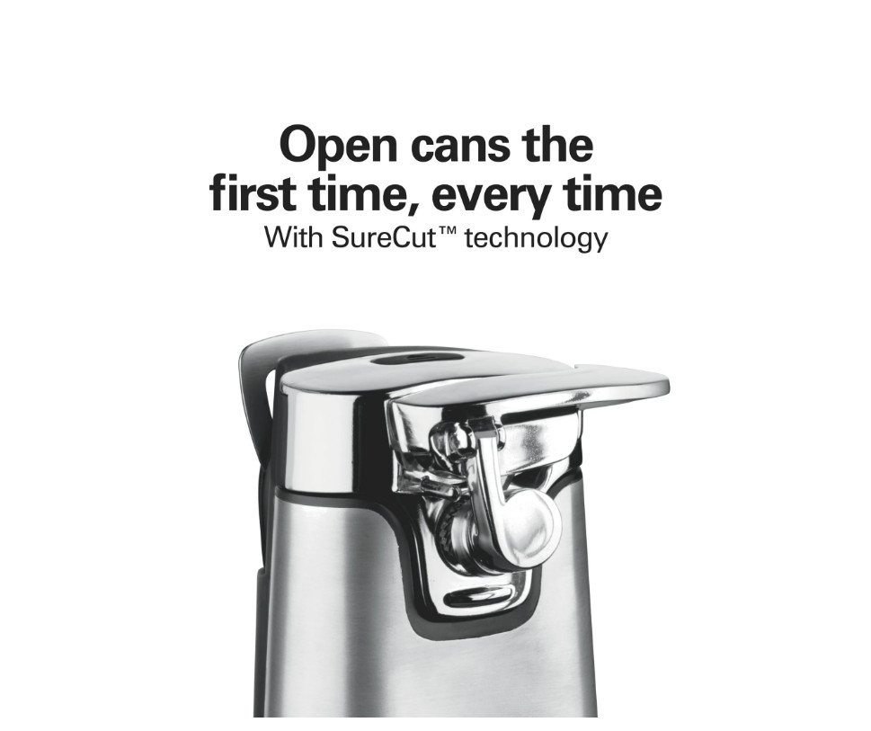 Hamilton Beach SureCut Automatic Electric Can Opener with Multi Tool, Stainless