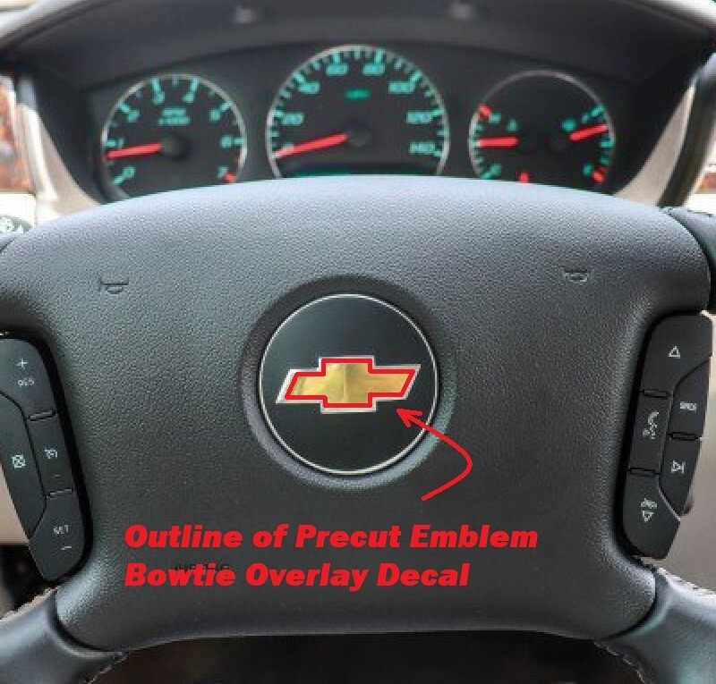 Matte Black Precut Steering Wheel Emblem Bowtie Decal For 2007-2013 Silverado