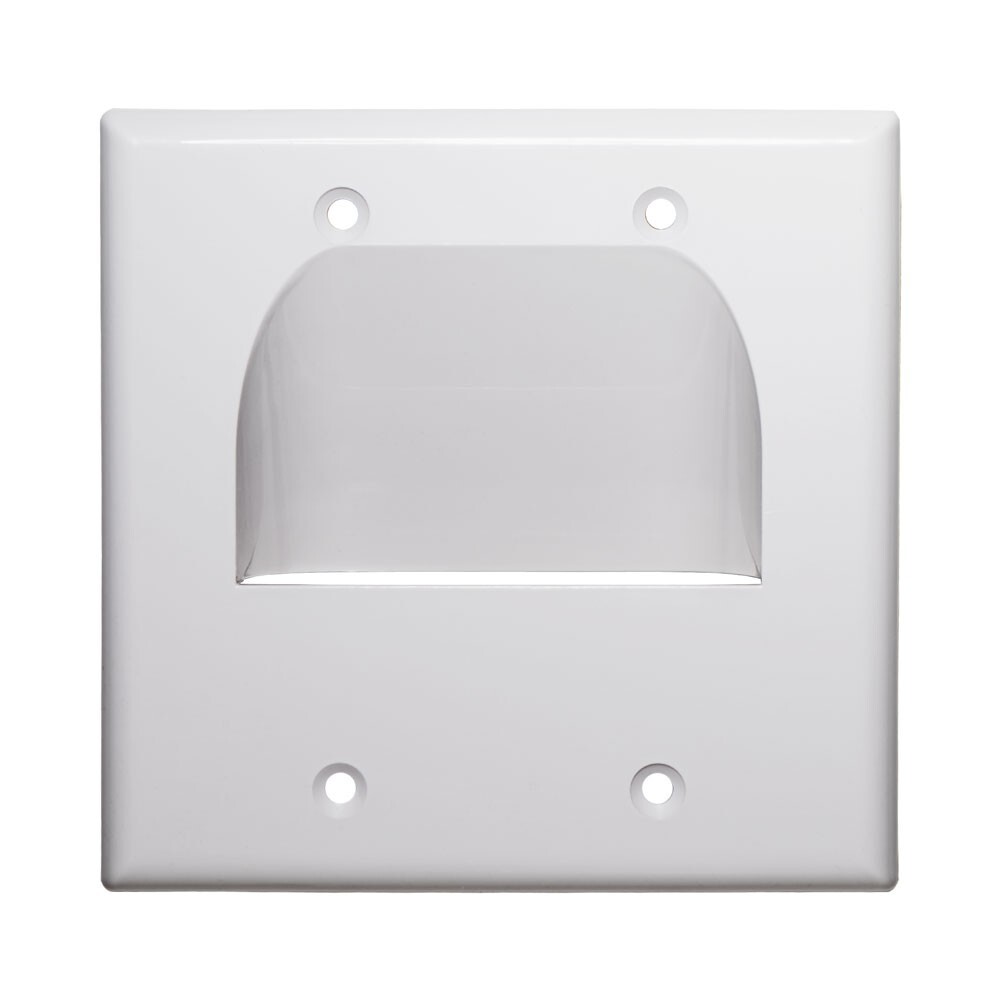 Inverted Pass Through Wall Plate Dual Gang, White
