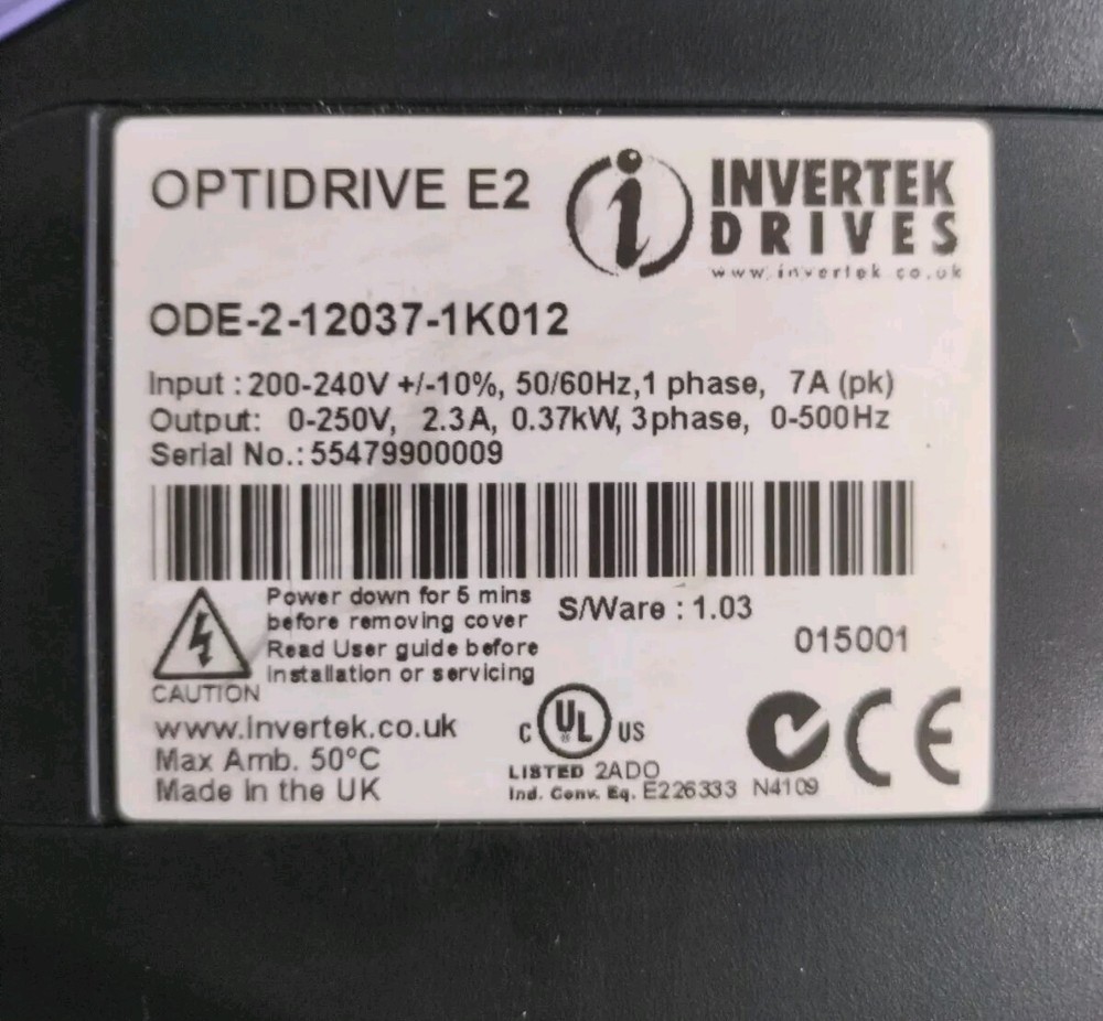 INVERTEK DRIVES OPTI DRIVE E2 ODE-2-12037-1K012