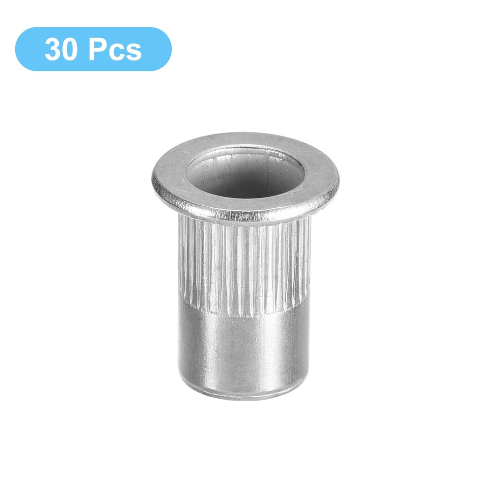 1/4-20 Rivet Nuts, 30pcs 304 Stainless Steel Flat Head Threaded Insert Nuts