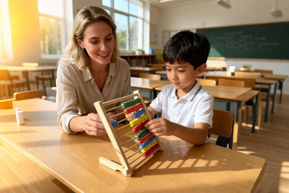 Wooden Counting Frame Abacus for Kids Math Learning - 10 Rows, 8-Inch