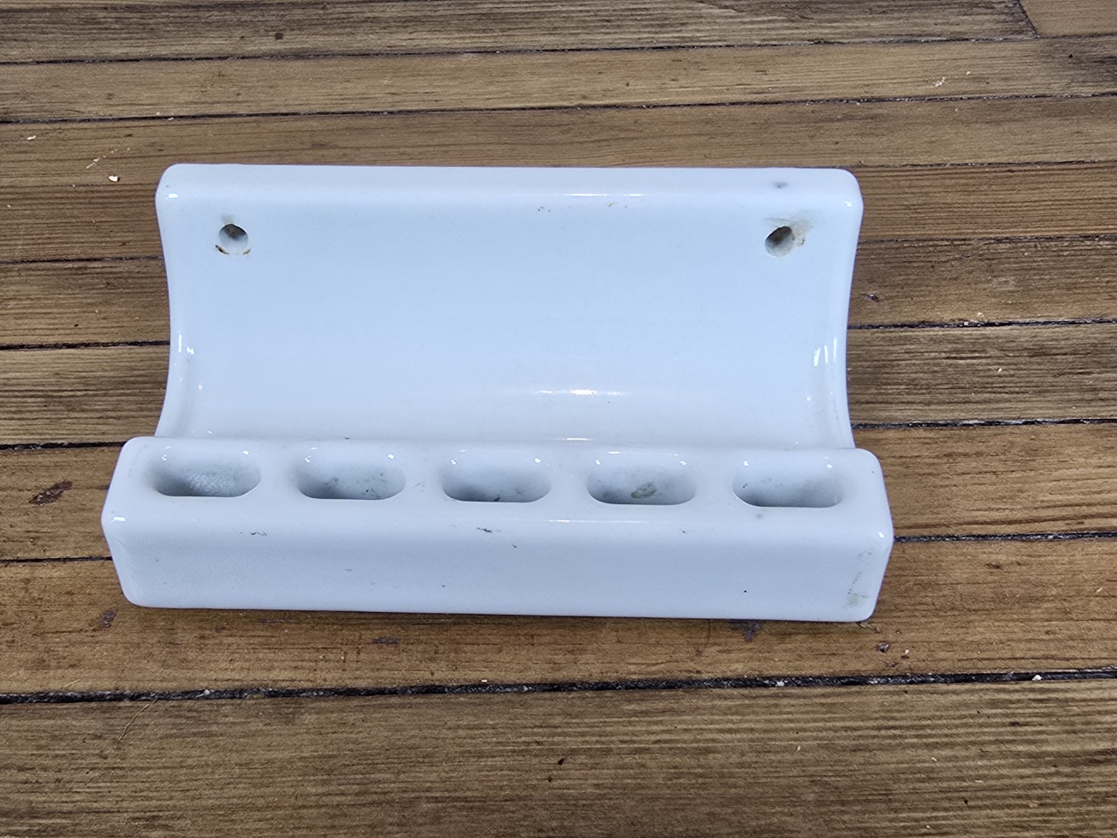 Antique Vintage Porcelain Wall Mount Bathroom Toothbrush/Paste Holder Farmhouse