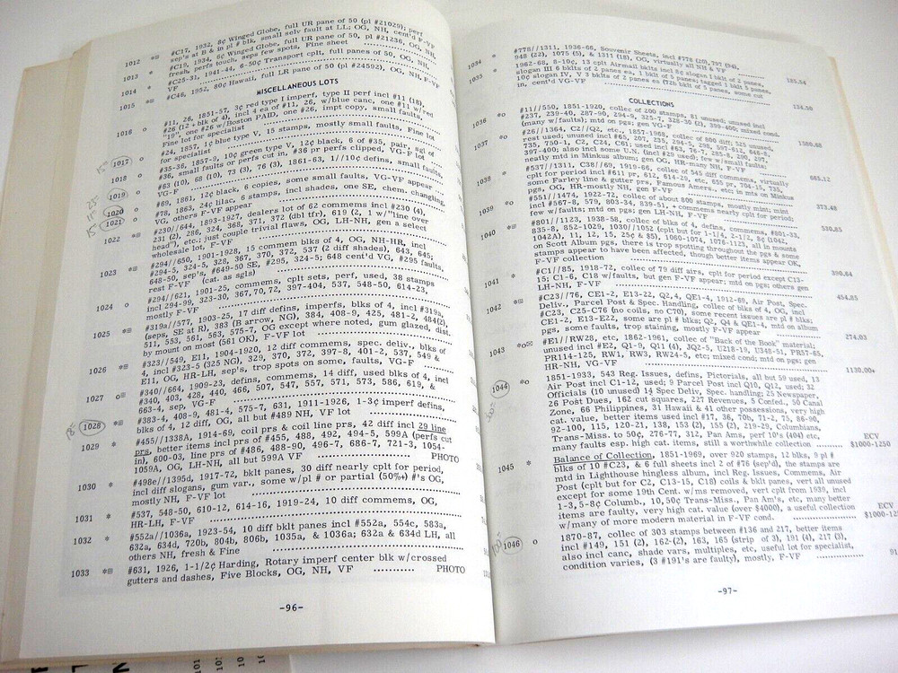 Wolffers Stamp Auction Catalog 1975 w Prices Realized US Plate Blocks Pacific