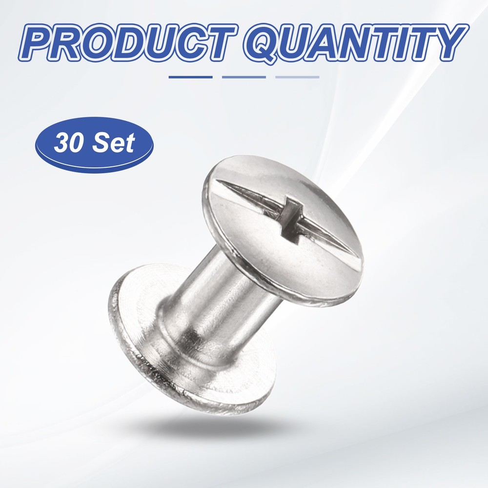 30set Phillips Chicago Screw M3x7mm Binding Post Screw, Silver
