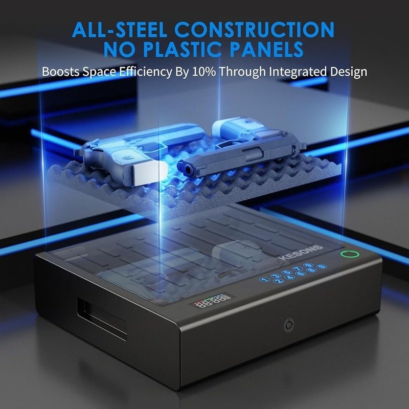 Biometric Gun Safe Fingerprint Access Numeric Keypad Secure Storage 2 Handguns