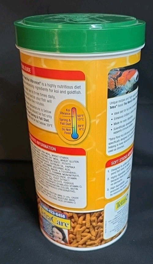 Tetra Pond Koi Vibrance Color Enhancing Fish Food Soft Sticks 4.94 Ounce NEW