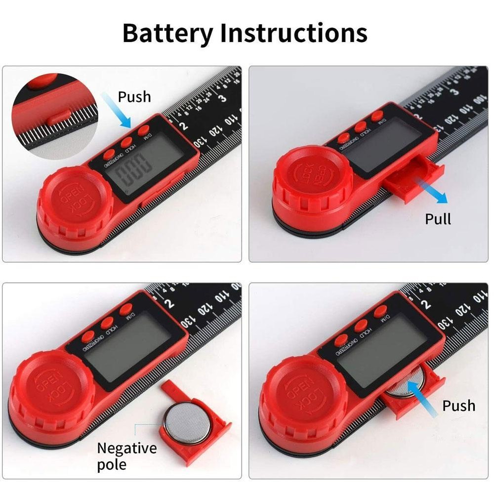 2In1 8In/200mm Digital Angle Finder Meter Protractor Ruler Measurement Tool