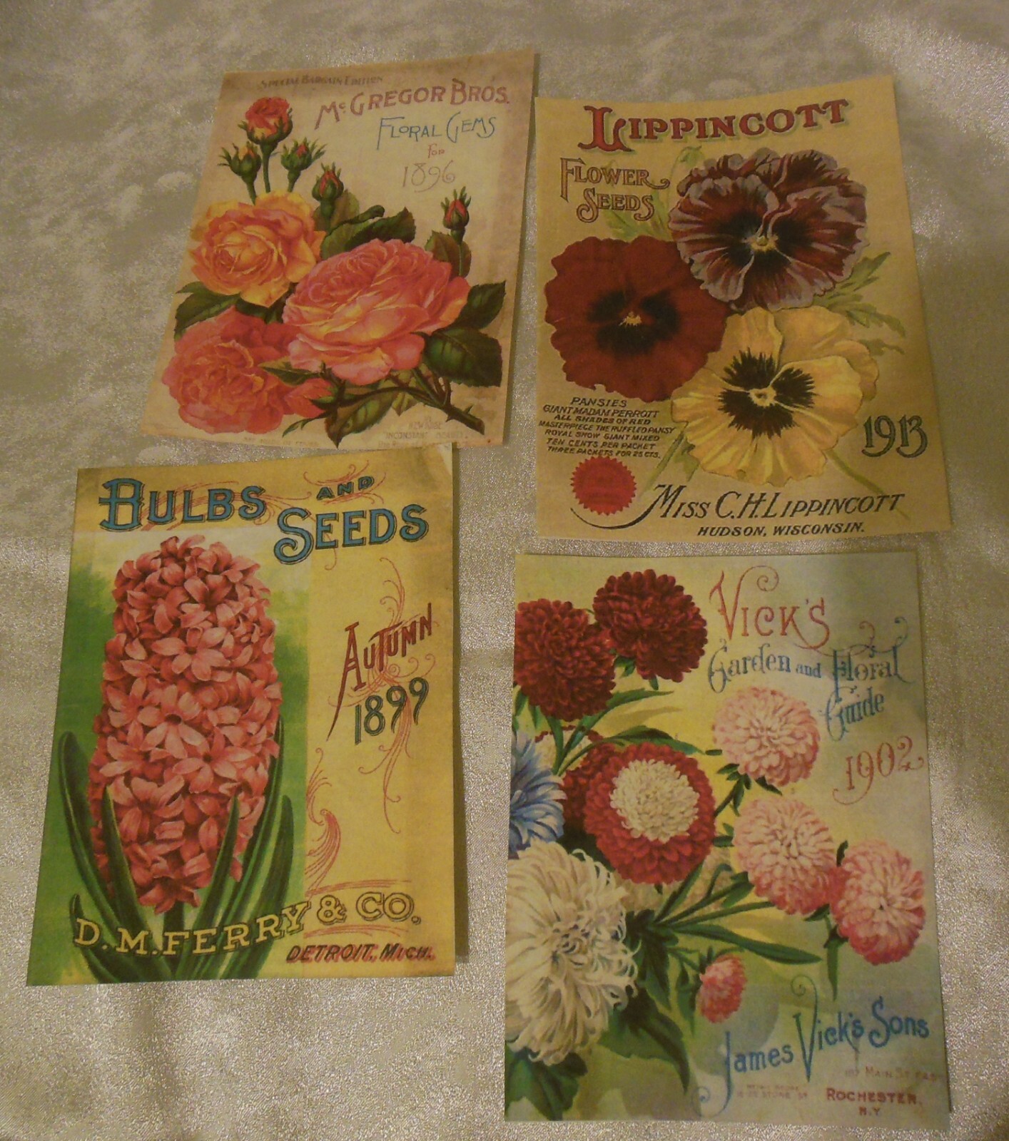 Set of 16 LARGE Vintage Seed Catalog Cover images-Flowers-1800's to early 1900's