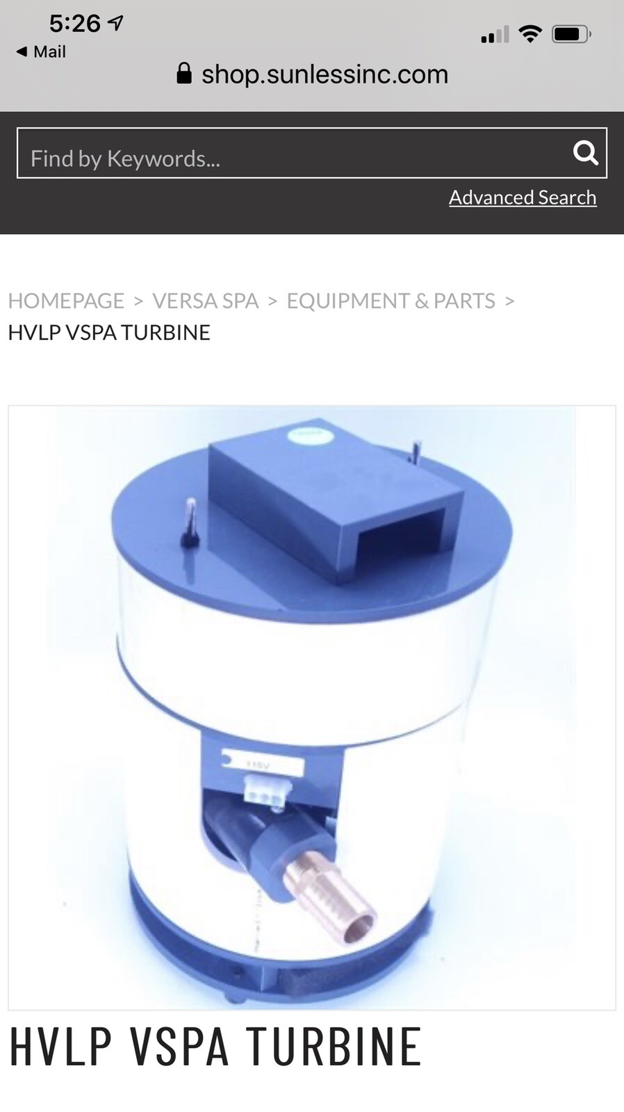 VersaSpa HVLP Turbine reconditioning service for sunless spray tan booth.