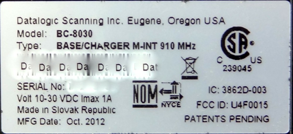 DataLogic BC-8030 Base Station for M8300 Barcode Scanner (Without Cables)