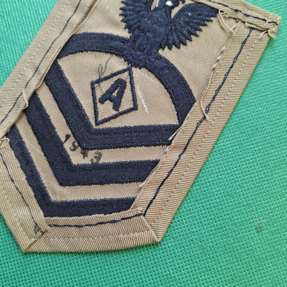 US Navy WW2 Chief Athletic Instructor Dated 1943 on Khaki Rate Patch