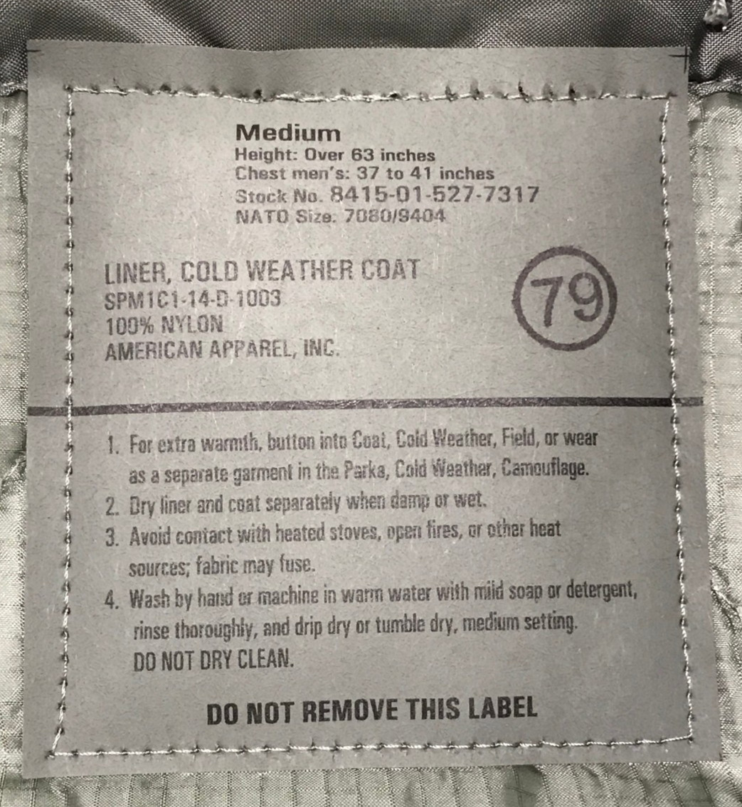 M65 Field Jacket Liner Foliage Medium NOS From Original Case USGI