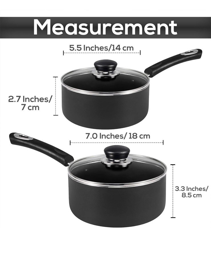 Utopia Kitchen Nonstick Saucepan Set with 1QT + 2QT. New