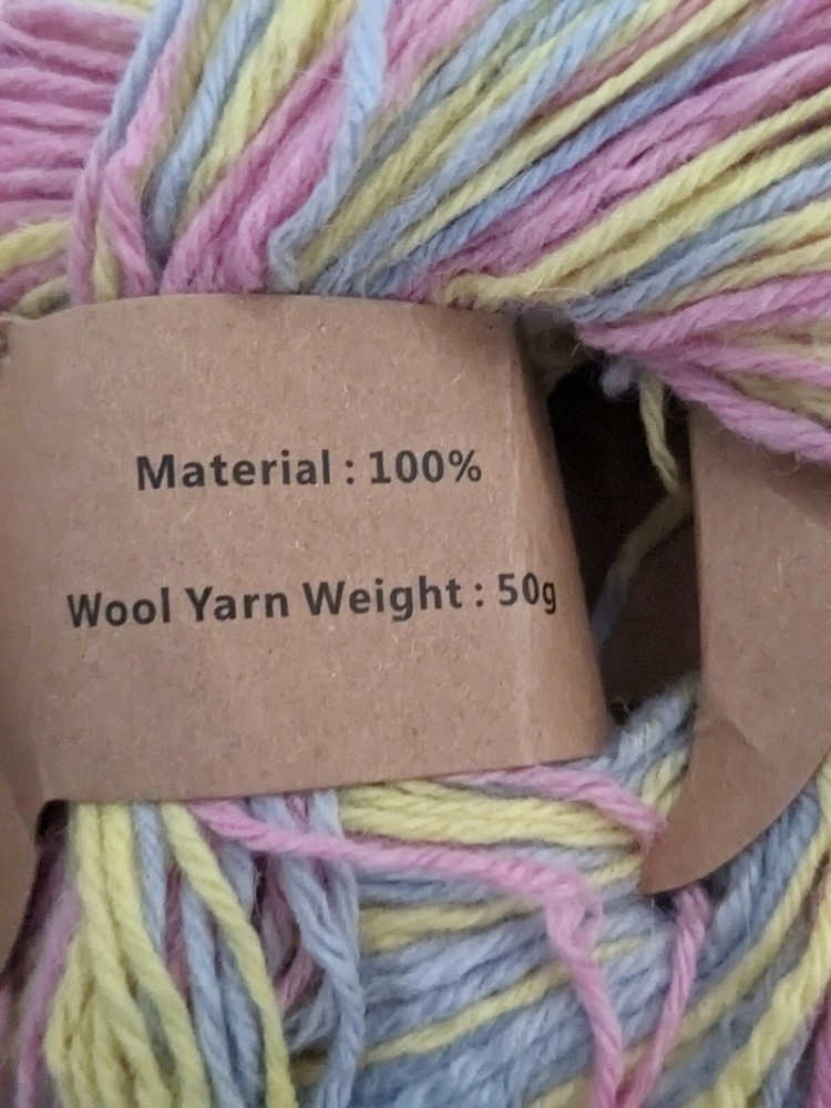 Txptco 100% Wool Yarn 5 Skeins Assorted Rainbow Gradient 50g