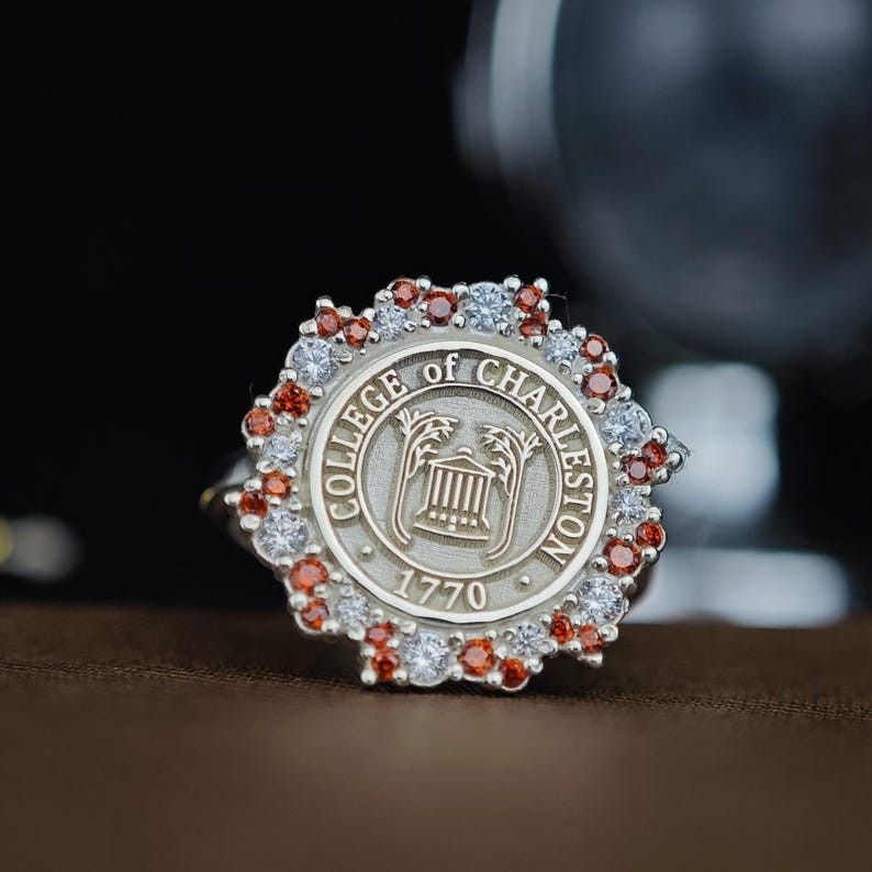 Custom Personalized College of Charleston Ring 1770, Silver & Gemstones