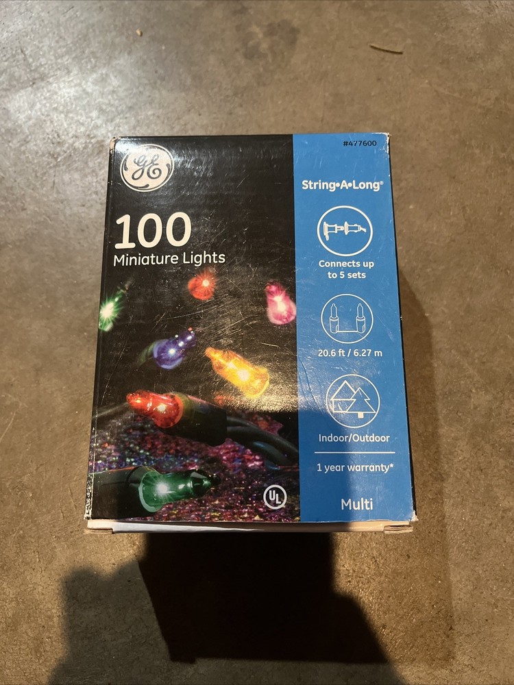 GE String-A-Long 100 Miniature Lights Multicolor with Green Wire