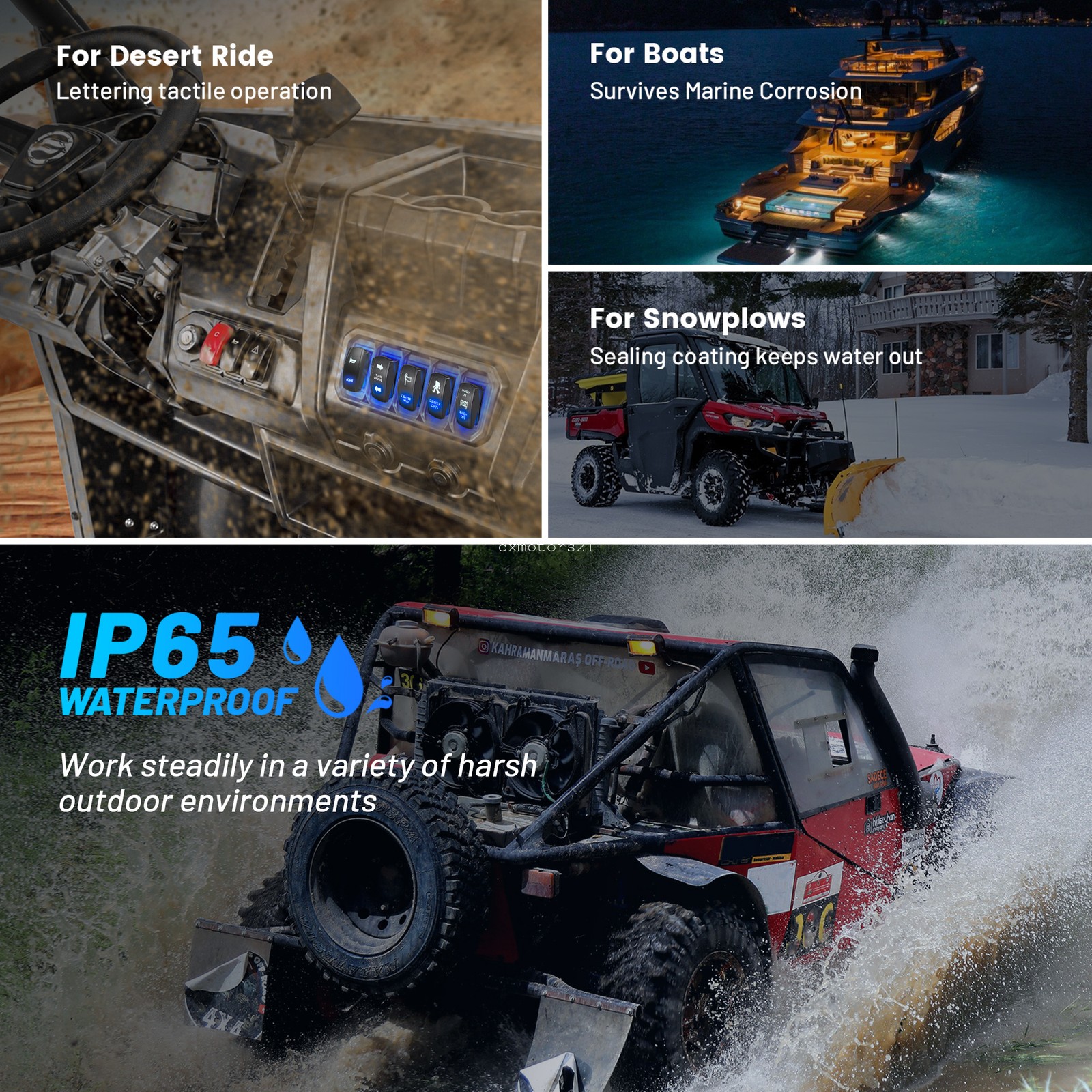 Backlit Winch Control Rocker Switch for Can-am Polaris Honda Kawasaki UTV 12V