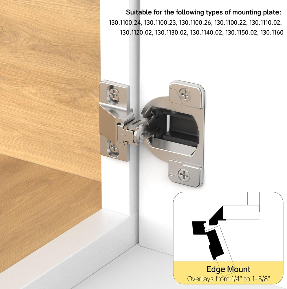 Replacement for Blum 110 Degree Compact 33 Screw on Hinge, Self Closing, 4-Pack