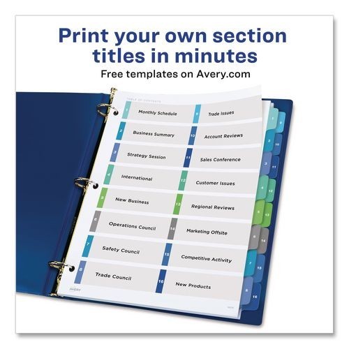 Avery TOC Ready Index Double Column Multicolor Tab Dividers, 16-Tab, 1 Set