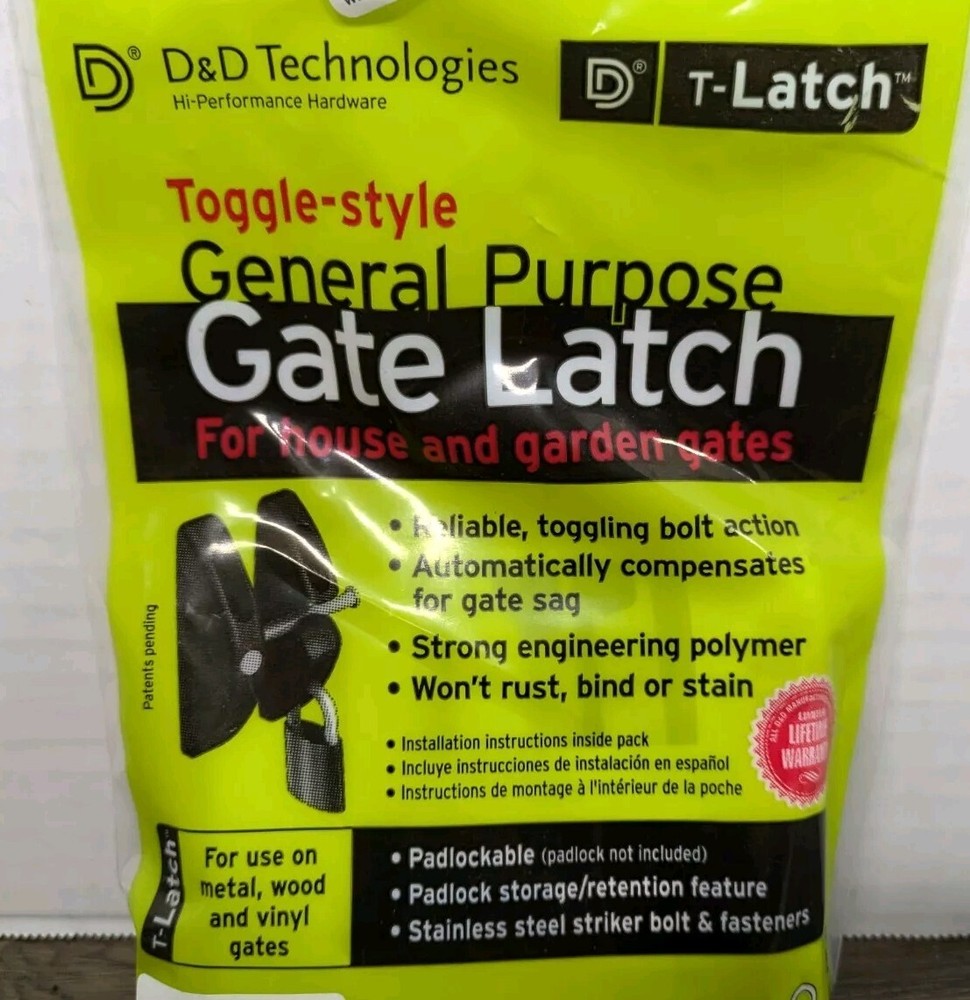 Gate Latch D & D Technologies T-Latch General Purpose TL01 Toggle Lock Black NEW