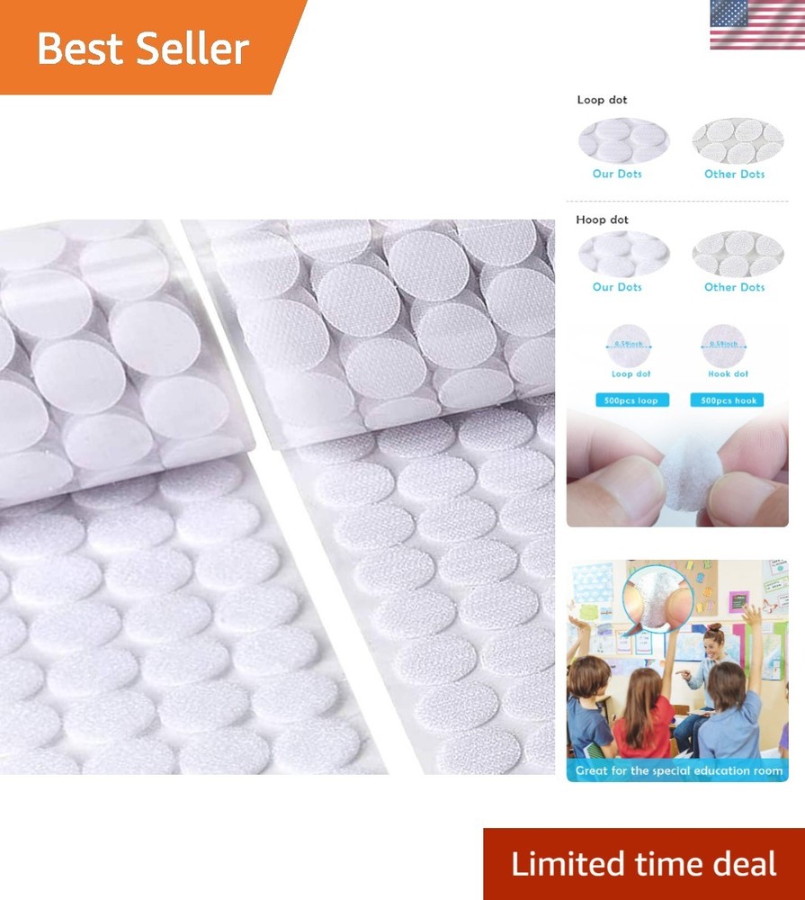 Nylon Hook & Loop Dots - 1000 Pcs Adhesive Circles for Creative Projects