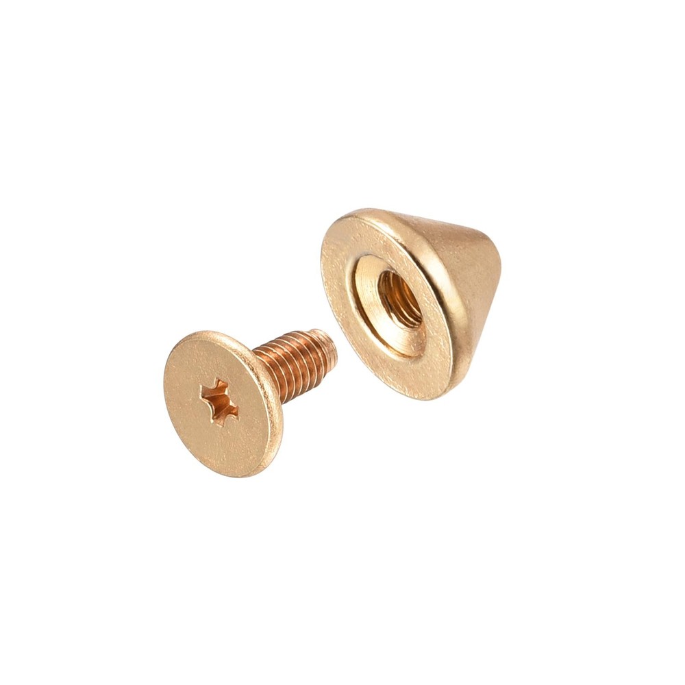 9x6mm Screw Back Rivets, 20 Sets Solid Leather Studs for DIY Gold Tone