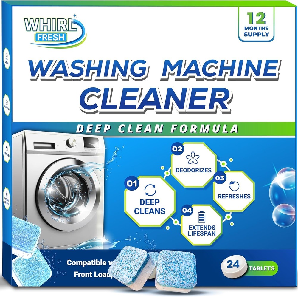 Washing Machine Cleaner Tablets, 24 Pack–Deep Cleaning Tablets for Top & Front