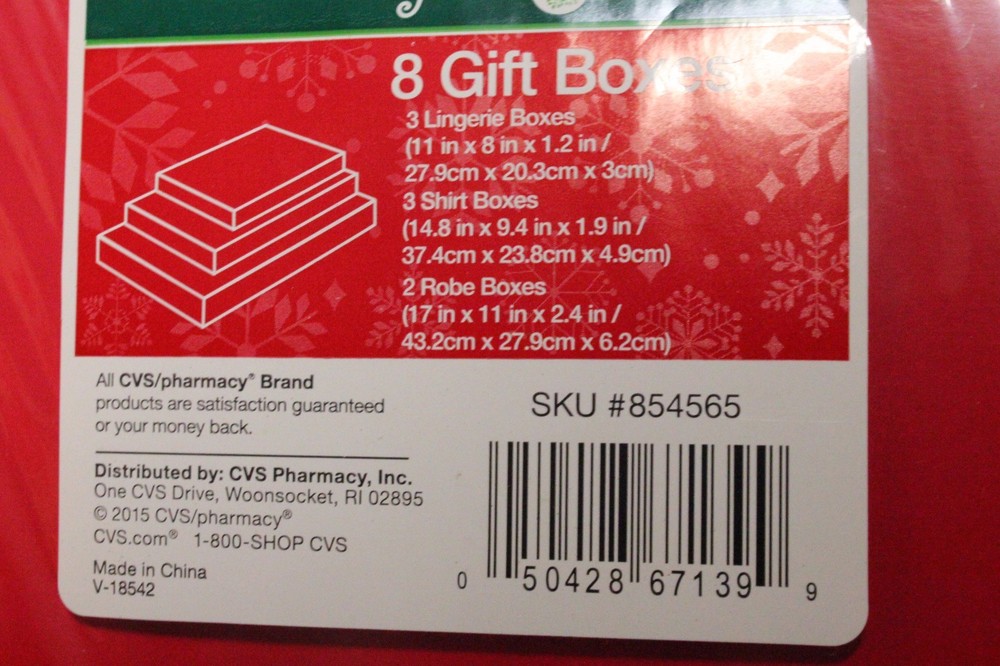 8 pack CHRISTMAS Assorted Size Gift Wrap Packaging Boxes - 8 Pack