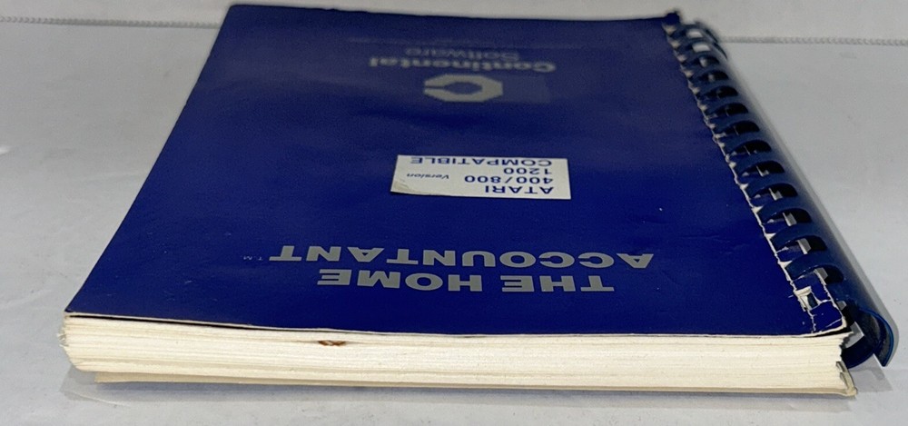 The Home Accountant Software Manual For Atari Computer Continental Software 1983